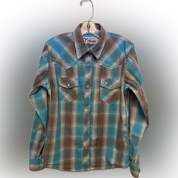 Cruel Girl Other - Cowgirl Hardware Plaid Snap Western Shirt Girl 10-12